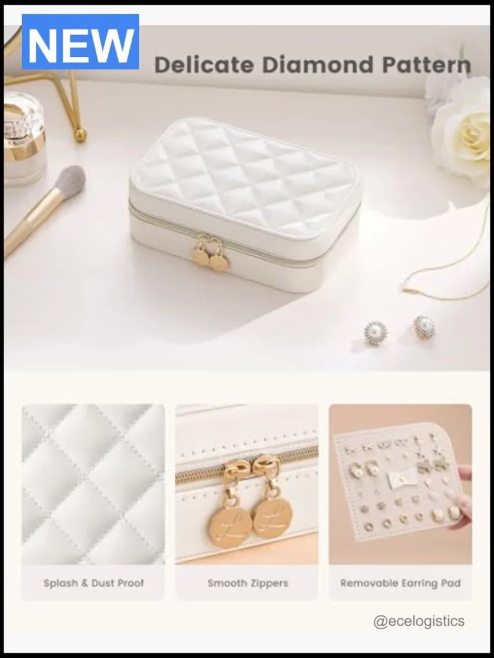 Travel Jewelry Case Organizer with Clear Storage Bag for Necklace Earring Ring